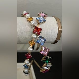 Multicolor Rhinestone and Pearl Cross Headband